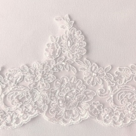 Corded Beaded Wide Lace Trim IVORY